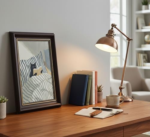 Dark Brown Framed-Black Cat Reading Wall Art, Funny Animal Canvas Prints - Image 3