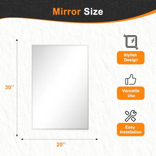 Delma Bathroom Vanity Mirror, 30x20 Silver Metal Framed Mirror - Image 2