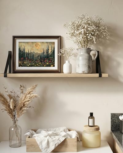 VIYYIEA Landscape Wall Art, Nature Floral Cluster Moon Night Prints 16x12in - Image 3