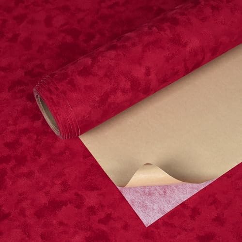 VEELIKE Crimson Red Velvet Fabric Roll Self Adhesive Mottled Felt Liner by VEELIKE