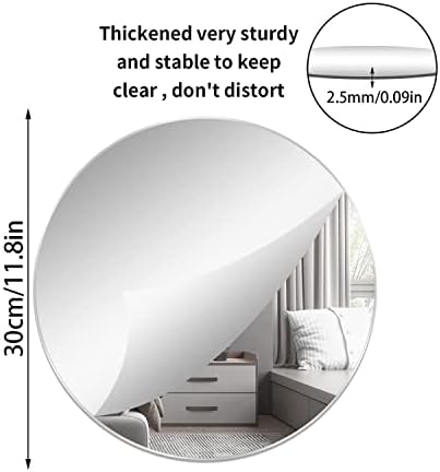 12'' Round Wall Mirror Tiles Self Adhesive Circle Mirror - Image 2