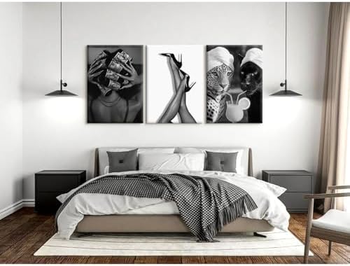 Black White Leopard Wall Art Trendy Cheetah Canvas Wall Decor Fashion Cocktail - Image 7