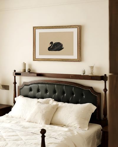 VIYYIEA Gold Framed Black Swan Wall Art Wildlife Canvas Print, 16×20 Inch - Image 3