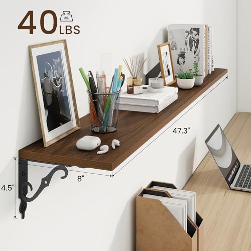 RICHFOCUS Floating Shelves for Wall Decor, 47.3W x 8D Shelves Set of 2 - Image 3