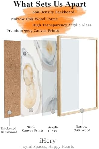 iHery 12x16in Abstract Oyster Framed Coastal Wall Art - Image 3