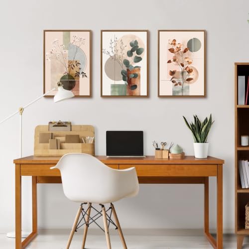 WENGTIAO Boho Neutral Abstract Botanical Framed Canvas Wall Art 16"x24"x3 - Image 5