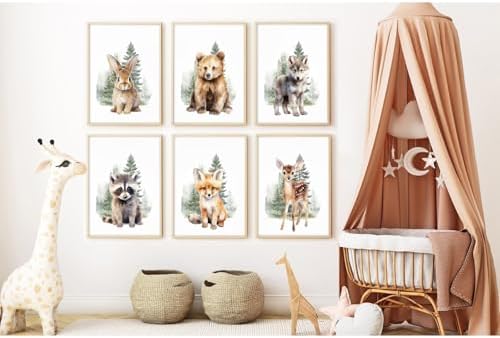 Woodland Animal Wall Art Nursery Baby Canvas Wall Decor Forest Animal Poster - Image 5