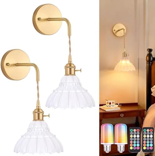 Shenmoyl Vintage Battery Operated wall sconces Set of 2, Wall Lamps by Shenmoyl