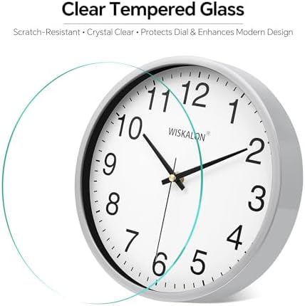 10in Silent Silver Wall Clock Battery Operated Home Room Office Wall Decor - Image 2