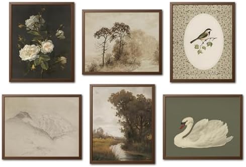 Mynotix Vintage Art Prints Posters Retro Botanical and Animal Wall Art Set of 6 by MynotixWallArt