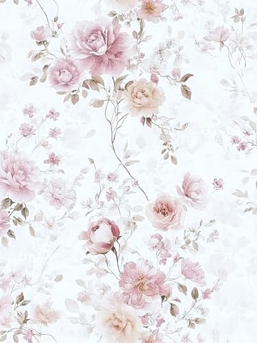 Pink Floral Peel and Stick Wallpaper Rose by Willowix