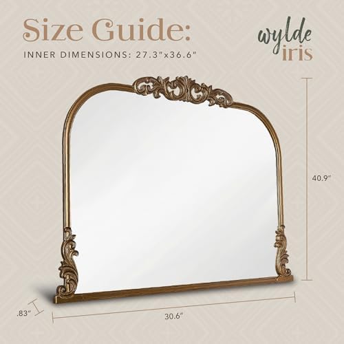 Wylde Iris English Estate Carved Arch Wood Wall Mirror, Mirror - Image 2
