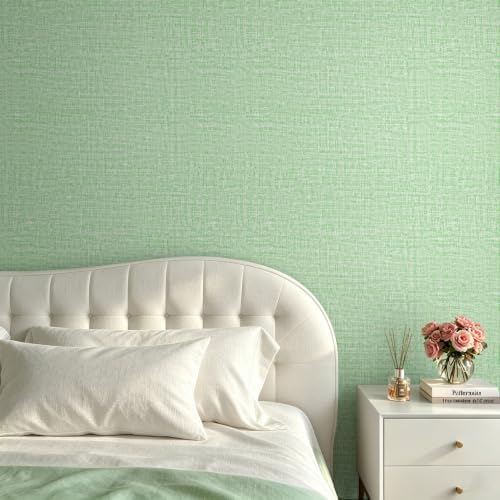 Sage Green Grasscloth Linen Textured Peel and Stick Wallpaper 15.8"×120" - Image 3