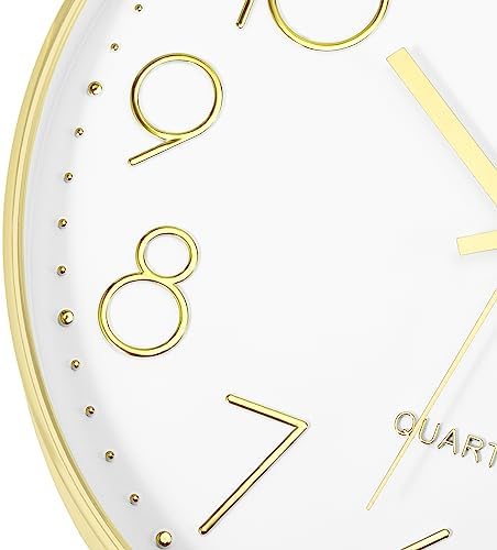 Lumuasky Gold Wall Clock 12 Inch Silent Non-Ticking Battery Operated Round - Image 5