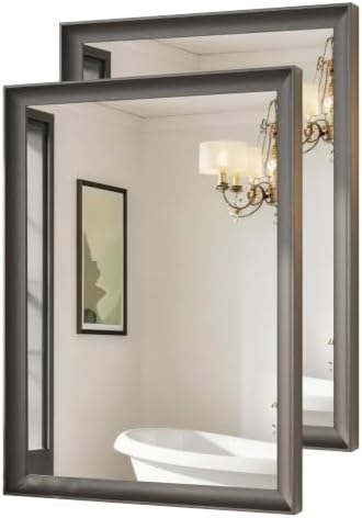 USHOWER 2 Pack 22x30 Inch Black Bathroom Mirrors by USHOWER