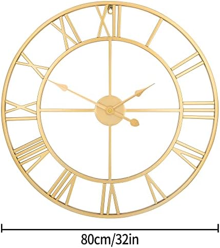 1st owned Large Wall Clock Metal Retro Roman Numeral Clock, Modern Round Wall - Image 2