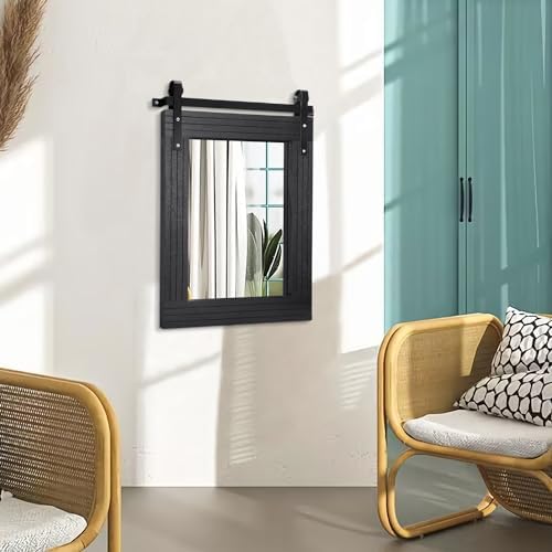 AAZZKANG Black Framed Wall Mirror Large Barn Door Style Wood Mirrors Rectangle - Image 4