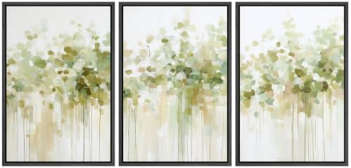 MUDECOR Framed Canvas Print Wall Art Set Soft Green Trees by MUDECOR