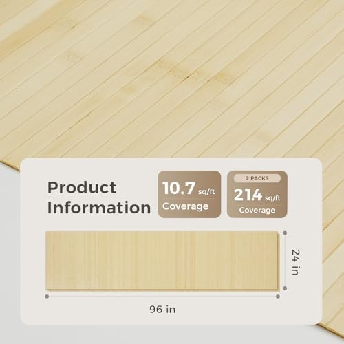 OUZUGIE 2 Pack 96x24 Inch Natural Bamboo Wall Panel - Image 2