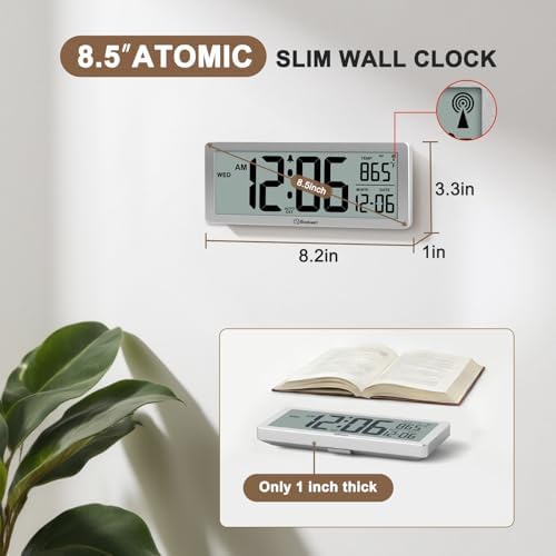 Soobest 8.5" Small Atomic Clock, Self-Setting Time & Date Battery Operated - Image 2