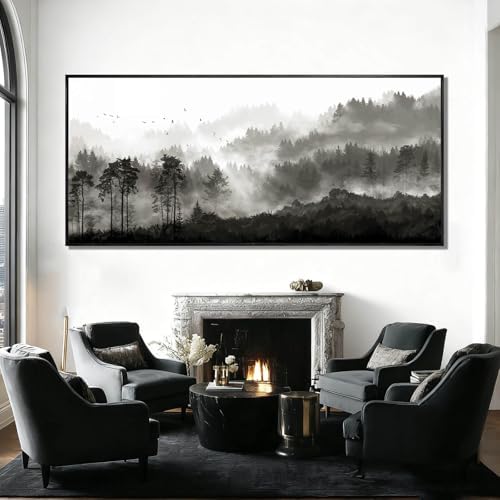 Black and White Wall Art Forest Home Wall Decor Modern Photo Prints 32"x70" Art - Image 3