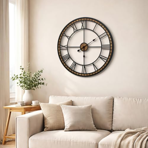 Micasso Oversized Wall Clock Decorative: 30 inch Farmhouse Battery Operated - Image 7