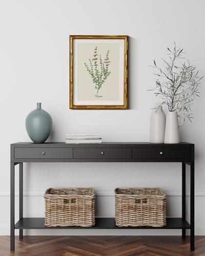 InSimSea Gold Bamboo Framed Wall Art, Vintage Thyme Herbs Prints - Image 2