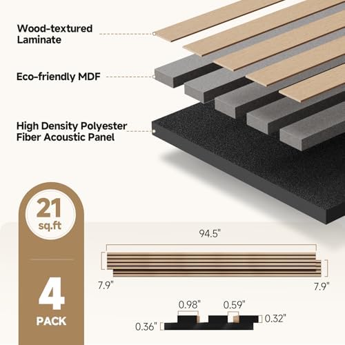 INMOZATA Wood Panels for Wall Acoustic Wood Slat Wall Panels Nature Oak - Image 5