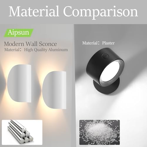 Aipsun LED Wall Sconce Indoor Modern Wall Lights 2 Packs Hardwired Up and Down - Image 7