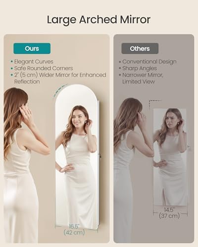 SONGMICS Wide Jewelry Organizer, Wall/Door Mounted, LED Cabinet - Image 3