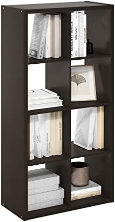 Furinno CUBICLE 8-Cube Book Shelf, Extra Thick Frame Bookshelf, Dark Oak by Furinno-FitsYourSpaceFitsYourBudget