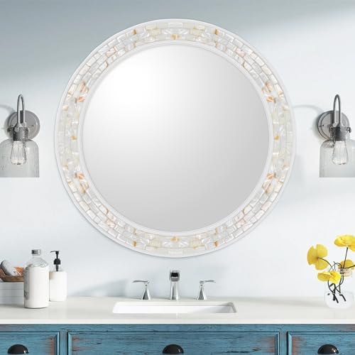 30 Inch Round Wall Mirror with White Frame - Image 6