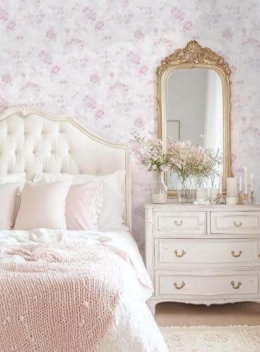 Dimoon 197"x17.3" Pink Wallpaper Floral Contact Paper Peel and Stick Wallpaper - Image 2