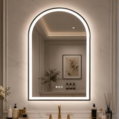 Saliwa Arched Mirror, Light Up Vanity Mirror 36"x24" by Unknown