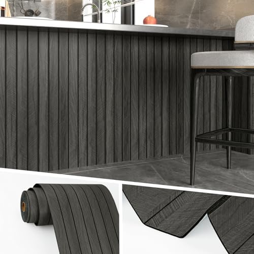 Wallercity Gray/Black Wood Slat Paneling by Wallercity