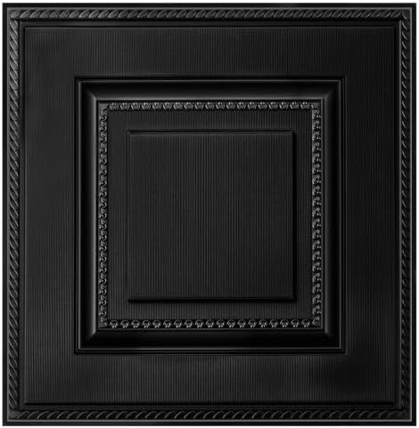 Nuanchu 40 Pcs 13.8 x 13.8 Inch Ceiling Tiles Peel and Stick, Matte Black by Nuanchu