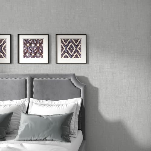 Gray Grasscloth Peel and Stick Wallpaper 23.6"x200" - Image 6
