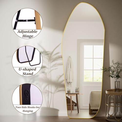 Abstract Decorative Mirror Full Length Mirror 67"x24" Matte Gold - Image 6