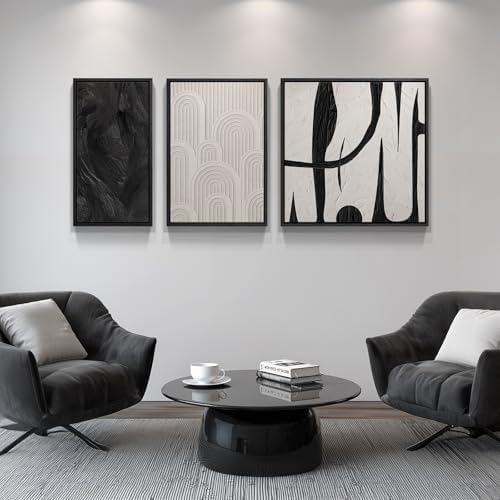 Framed Black and White Abstract Canvas Wall Art - Image 4