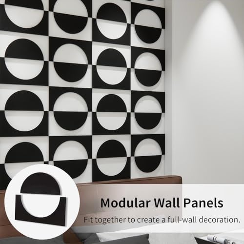 Decorative Modular Fretwork 3D Wall Panels, Half Circle Black - Image 3