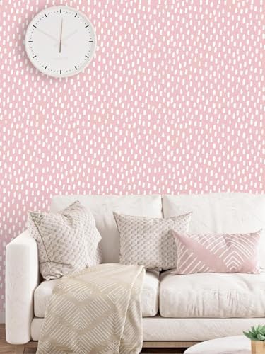 HAOKHOME Peel and Stick Wallpaper Pink White Girly Kids Room 17.3in x32.8ft - Image 5