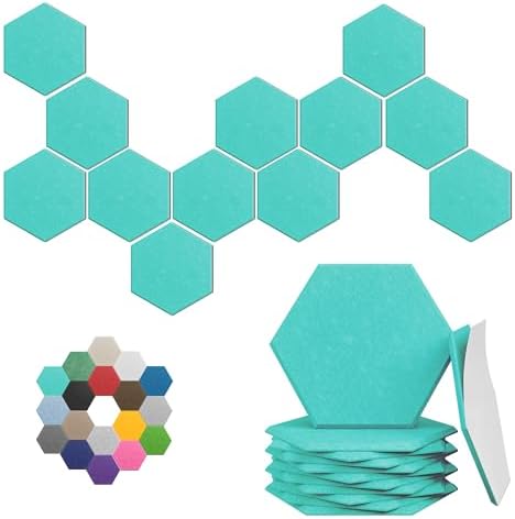 Hexagon Acoustic Panels, 12 Pack Self-Adhesive Sound Panels by UNECHOACOUSTIC