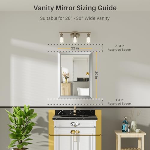 Briivue Bathroom Wall Mirror, 22x30 Inch - Image 2