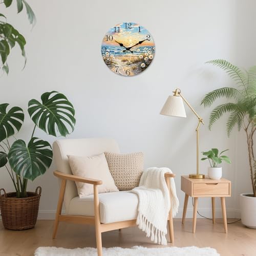 Beach Flower Wall Clock Battery Operated 14 Inch - Image 5