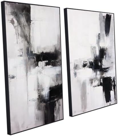 SAFERRYHOME Modern 3D Textured Black and White Abstract Wall Art by SAFERRYHOME