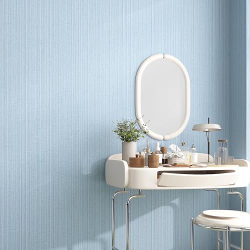 Light Blue Grasscloth Peel and Stick Wallpaper Linen 24"x394" - Image 6