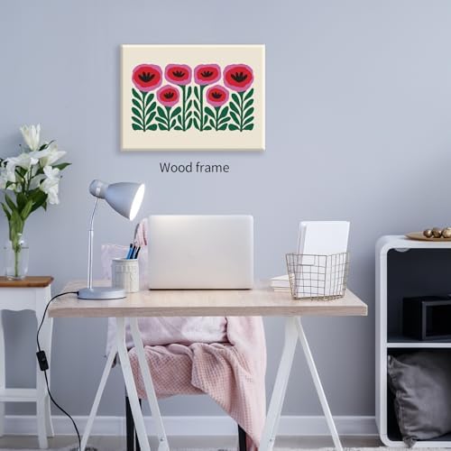 Pink and Green Flower Vintage Poster Nature Abstract Botanical Wall Art Poppies - Image 5