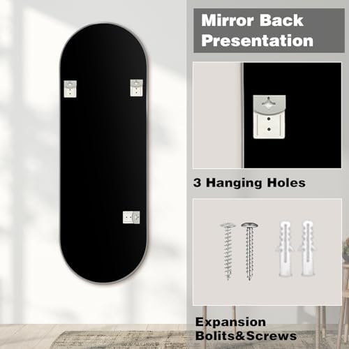 Niccy Oval Full Length Mirrors, Long Wall-Mounted Mirror - Image 4