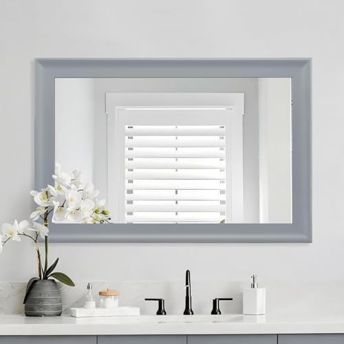 Bathroom Mirror for Wall, Rectangle Rustic Gray 24 x 36 inch Vanity Mirrors - Image 3