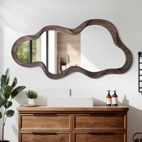 Asymmetrical Mirrors for Wall Unique Cloud Wood Frame Irregular Mirror - Image 3